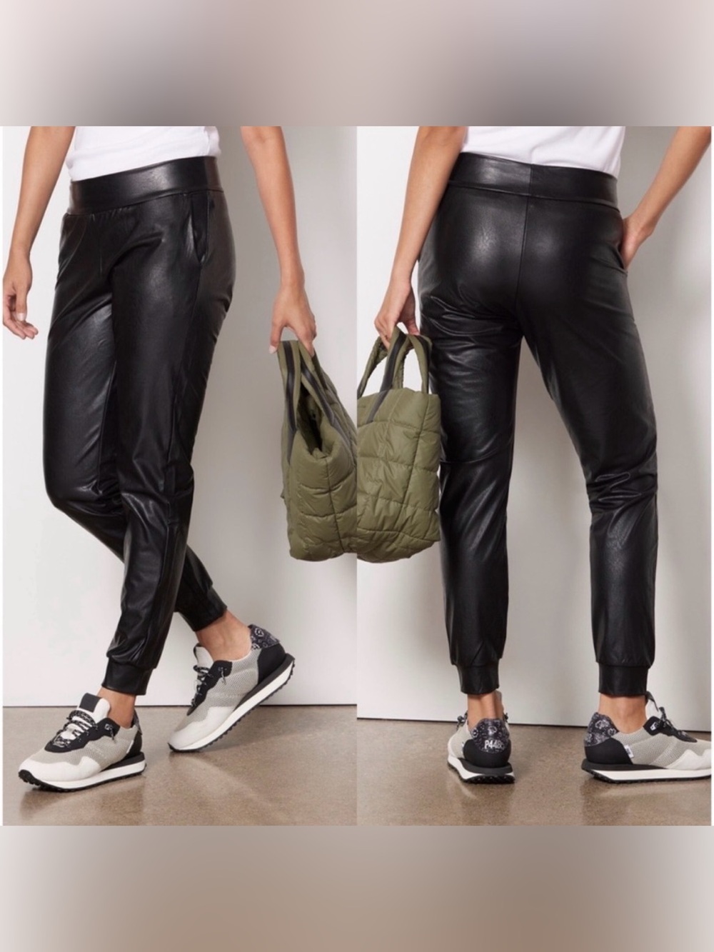 Commando Faux Leather‎ Jogger in Black.